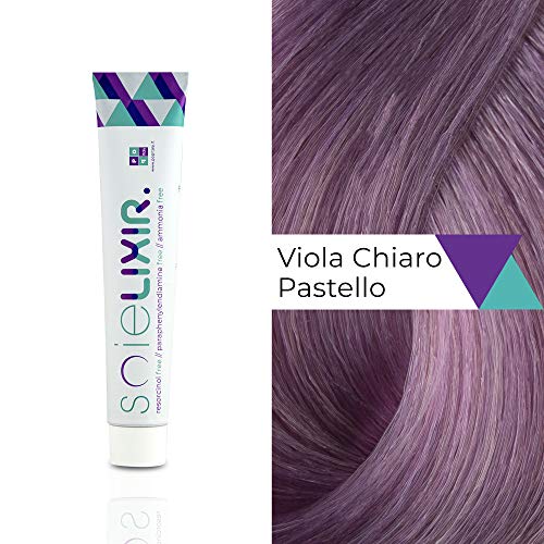 Soielixir Tinte Permanente para Cabello en crema SIN Resorcinol, parafenilendiamina y amoniaco - 93 colores - 100 ml - Violeta Claro Pastel