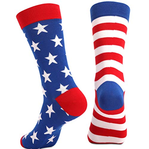 SOIMISS Calcetines de rayas para hombre, de la bandera americana, calcetines de tubo medio, 3 pares