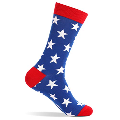SOIMISS Calcetines de rayas para hombre, de la bandera americana, calcetines de tubo medio, 3 pares