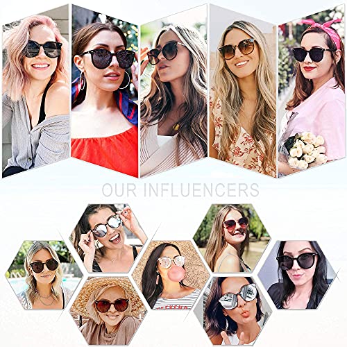 SOJOS Gafas De Sol Para Mujer Hombre Marco Plastico Redondo Retro BLOSSOM SJ2067 Con Marco Carey/Lente Gradiente Café