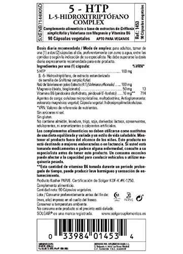 Solgar 5 - HTP ( L 5- hidroxitriptófano ) Complejo - 90 cápsulas vegetales - UE - compatible
