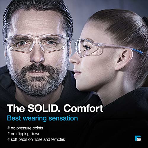 SOLID. gafas pro teccion trabajo con ajuste perfecto y protección lateral integrada | gafas de seguridad con lentes transparentes, resistentes a los arañazos, antivaho y con protección UV