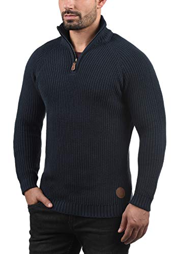 !Solid Xenox Jersey De Punto Troyer Suéter Sudadera De Punto Grueso para Hombre con Cuello Alto De 100% algodón, tamaño:S, Color:Insignia Blue (1991)