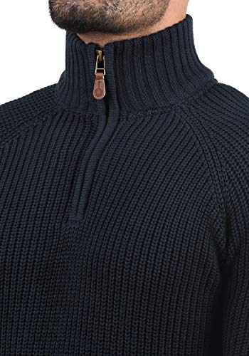 !Solid Xenox Jersey De Punto Troyer Suéter Sudadera De Punto Grueso para Hombre con Cuello Alto De 100% algodón, tamaño:S, Color:Insignia Blue (1991)