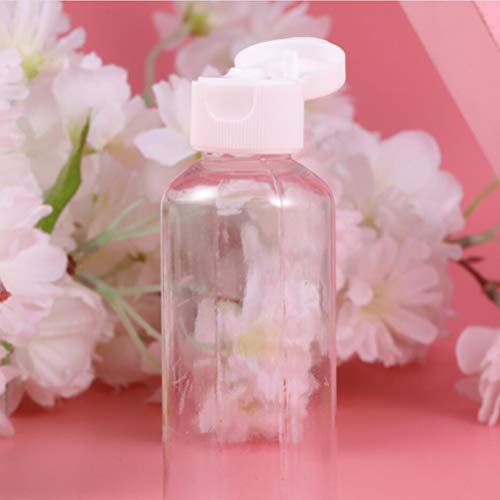 Solustre Lote de 24 botellas de viaje de plástico para la cosmética con tapón a presión, para tóner, transparente, recipiente para artículos de aseo – 50 ml