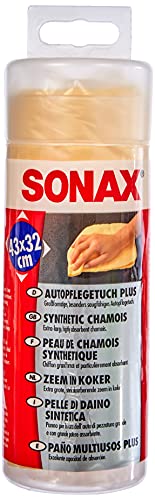 SONAX Paño para el cuidado del automóvil PLUS (1 unidad) para limpiar superficies húmedas de pintura, cromo y ventanas, 43x32cm | N.° 04177000