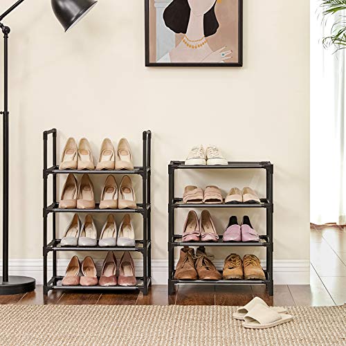 SONGMICS Estante Zapatero, Estante para Zapatos de 8 Niveles, Estructura Metal, para 16-20 Pares, para Entrada, Dormitorio, Sala de Estar, 46 x 28 x 145 cm, Negro LSR24BK