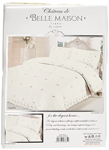 SOPHIE - Juego de Funda de edredón y Fundas de Almohada para Cama de Matrimonio (poliéster, algodón), diseño Floral, Color Crema