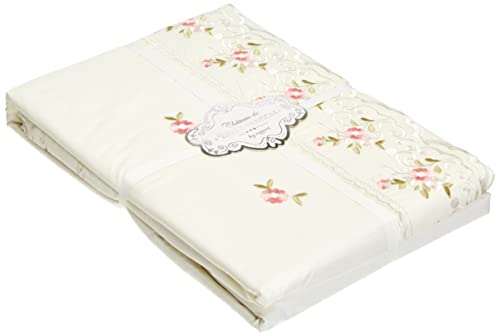 SOPHIE - Juego de Funda de edredón y Fundas de Almohada para Cama de Matrimonio (poliéster, algodón), diseño Floral, Color Crema