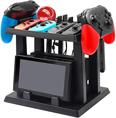 Soporte Almacenamiento Juego de la Torre para Nintendo Switch Console, Disc, Poke Ball, Joy&con, Pro Controller, Cartuchos de Juegos Controlador de Host - Negro
