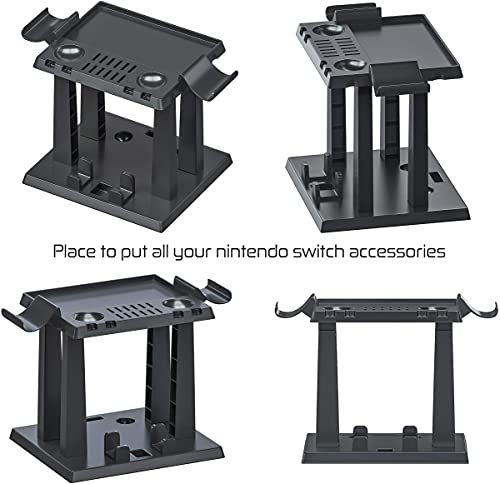 Soporte Almacenamiento Juego de la Torre para Nintendo Switch Console, Disc, Poke Ball, Joy&con, Pro Controller, Cartuchos de Juegos Controlador de Host - Negro