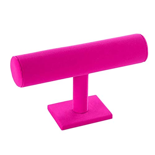 Soporte de soporte de la pulsera del reloj del bastidor para la pulsera de la joyería Collar de la cadena de la cadena de Velvet Reloj de cuero Visualización Organizador duro ( Color : Velvet Pink )