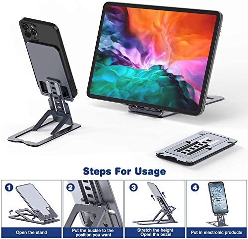Soporte para Teléfono, Soporte para Tableta, Soporte para Teléfono Ajustable de Múltiples Angulos, Compatible con iPhone 12 / 11 / SE / XS / XR / 8, Samsung, Teléfonos Tnteligentes, ἱPad (4-12 '')