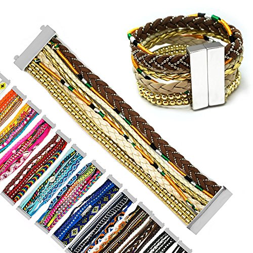 SoulCats® Ibiza Hippie Estilo Brazalete brasileño Cierre magnético, Modelo: Modelo 11
