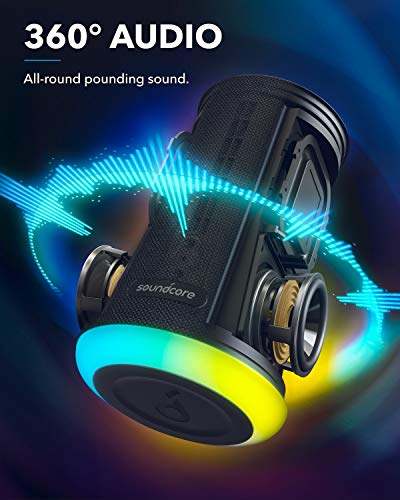 Soundcore Flare Mini Altavoz Bluetooth, Altavoz inalámbrico portátil, IPX7 Impermeable para Fiestas al Aire Libre, emisión de Luces LED con Sonido 360° y tecnología BassUp™