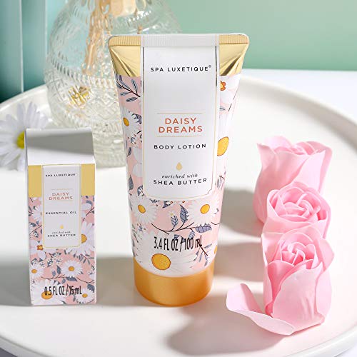 Spa Luxetique Cesta de Regalo para Mujer, Set de Baño y Ducha, Set de Spa para Hogar con 8 Piezas, Incluye Loción Corporal, Saled de Baño, Aceite Esencial, Regalo de Belleza para Mujer