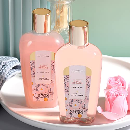Spa Luxetique Cesta de Regalo para Mujer, Set de Baño y Ducha, Set de Spa para Hogar con 8 Piezas, Incluye Loción Corporal, Saled de Baño, Aceite Esencial, Regalo de Belleza para Mujer