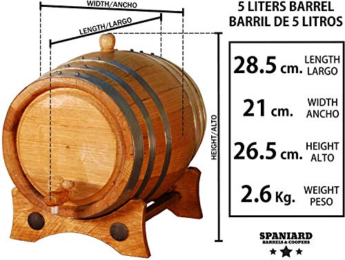 Spaniard Barrels & Coopers - Barril Artesanal de Roble Americano (5 litros)