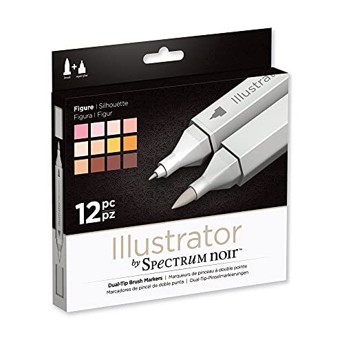 Spectrum Noir Illustrator Rotuladores de Alcohol de Doble Plumilla-Figure-Paquete de 12, 19 x 18.4 x 2.1 cm