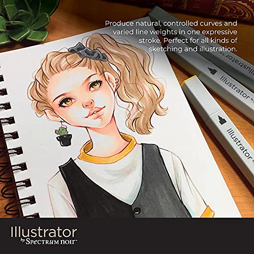 Spectrum Noir Illustrator Rotuladores de Alcohol de Doble Plumilla-Figure-Paquete de 12, 19 x 18.4 x 2.1 cm