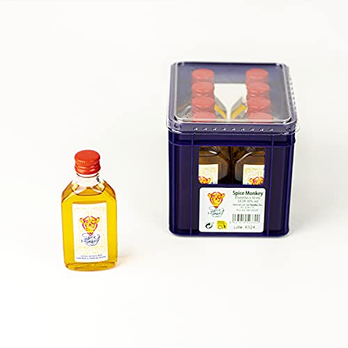 Spice Monkey Mini Cajon Spice Monkey, 50 ml X 8Ud, 30°%Vol, Licor Whisky Canadiense, Canela y Chili, Botellas de Licor Miniatura, Licores Miniaturas, Mini Botellas Alcohol - 400 ml
