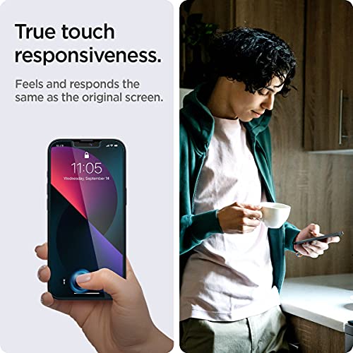 Spigen EZ Fit Protector Pantalla para iPhone 13 y iPhone 13 Pro, Alta Definicion, Dureza 9H - 2 Unidades