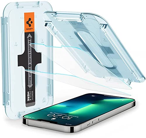 Spigen EZ Fit Protector Pantalla para iPhone 13 y iPhone 13 Pro, Alta Definicion, Dureza 9H - 2 Unidades