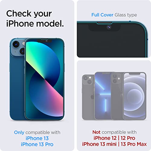 Spigen EZ Fit Protector Pantalla para iPhone 13 y iPhone 13 Pro Protección del Sensor, Alta Definicion, Dureza 9H - 2 Unidades