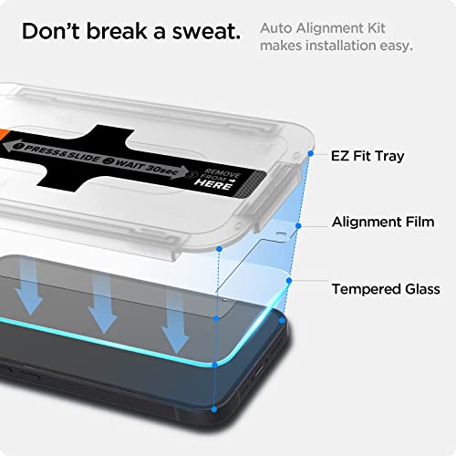 Spigen EZ Fit Protector Pantalla para iPhone 13 y iPhone 13 Pro Protección del Sensor, Alta Definicion, Dureza 9H - 2 Unidades