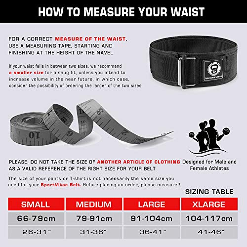 Sportvitae® Cinturón Lumbar Gimnasio, Cinturon Gimnasio Hombre y Mujer, Cinturon Halterofilia, Powerlifting, Levantamiento Peso, Musculacion, Cinturon Gym Hombre, 100% Nylon, Hebilla Autoblocante