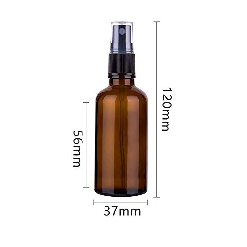 Spray Botellas,12 Pcs Glass Spray Bottles,50 ml Botella de Spray,Amber Glass Bottles,Reutilizable,Para Aceites Esenciales, Mezclas de Aromaterapia,Perfumes,Planta,LíQuidos QuíMicos, FarmacéUtico