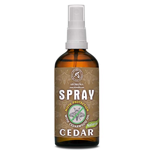 Spray de Polilla con Aceites Esenciales de Cedro y Limón 100ml - Protección Natural de la Polilla - Ambientador de Armario - Paño Protector Spray - Cuidado de la Tela - Cedar Scent Spray