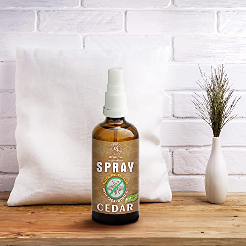 Spray de Polilla con Aceites Esenciales de Cedro y Limón 100ml - Protección Natural de la Polilla - Ambientador de Armario - Paño Protector Spray - Cuidado de la Tela - Cedar Scent Spray