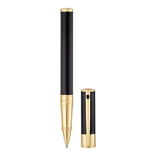 S.T. Dupont Paris Bolígrafo Roller Negro con acabado dorado amarillo 262202