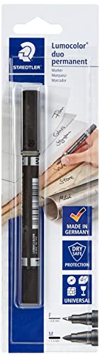 Staedtler Lumocolor 348-9 BKD. Rotulador permanente de doble punta. Un marcador de doble punta de color negro.