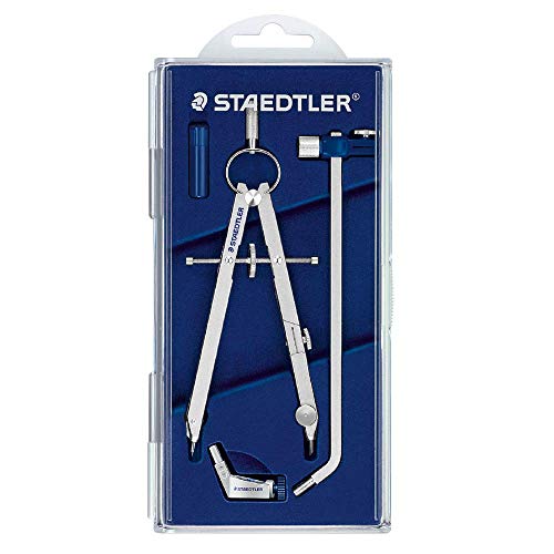 STAEDTLER Mars - 551 Compás Metálico de Precisión con Husillo y Rueda Central, Estuche Individual