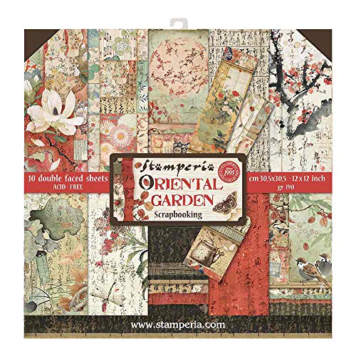 Stamperia International KFT SBBL58 Hojas de papel - jardín oriental, Multicolor, 30.5 x 30.5 (12"" x 12"")