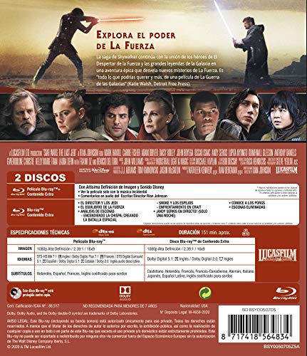 Star Wars: Los últimos Jedi (Edición remasterizada) 2 discos (película + extras) [Blu-ray]