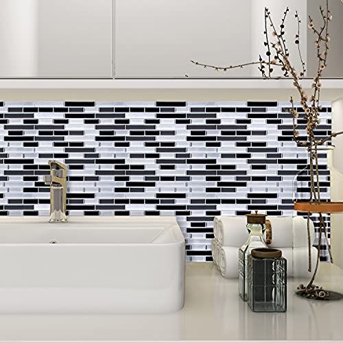 STICKGOO Panel de azulejos antisalpicaduras y antimoho de gama alta, lámina autoadhesiva de azulejos para cocina y baño, solo hay que pelar y pegar, extraíble, 27,94 x 23,37 cm (6 láminas)