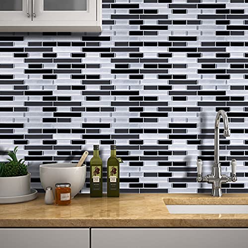STICKGOO Panel de azulejos antisalpicaduras y antimoho de gama alta, lámina autoadhesiva de azulejos para cocina y baño, solo hay que pelar y pegar, extraíble, 27,94 x 23,37 cm (6 láminas)