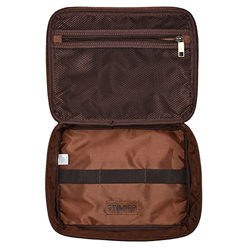 STILORD 'Lee' Neceser Moderno en Cuero para Hombre y Mujer Vintage Maquillaje Bolsa de Aseo de Viaje Vacaciones Bolsa Cosmeticos de Auténtico Cuero, Color:Prestige - marrón