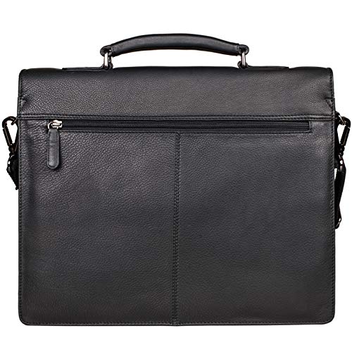 STILORD 'Rion' Maletín Cuero clásico Hombre y Mujer Bolso Negocios Bolso Oficina Bolso Mensajero Bandolera Bolso Profesor de Piel auténtica, Color:Negro
