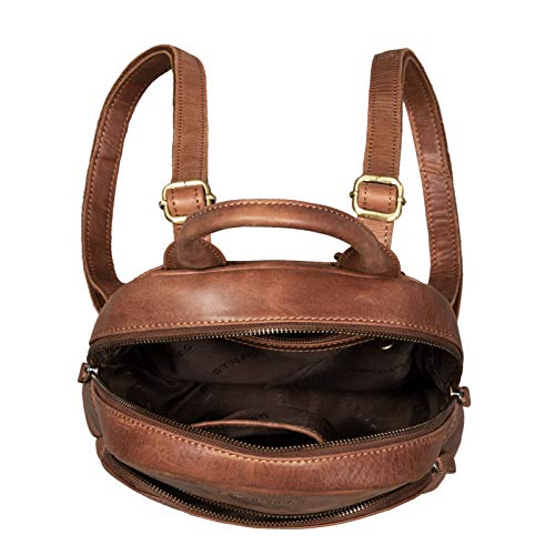STILORD 'Ruby' Daypack Mochila de Cuero para Mujeres Pequeña Backpack Vintage Bolso de Mano Mochila de Día de la Ciudad para Salir de Compras de Auténtica Piel, Color:Andorra - marrón
