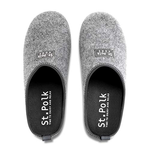 St.Polk® Zapatillas casa Mujer/Hombre Slippers Pantuflas de Estar por casa Fabricadas España Original Unisex Invierno/Verano máxima Comodidad Suela Caucho Plantilla Extraible (Gris/Gris, Numeric_44)