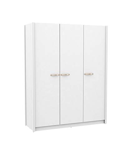 SUÁREZ Armario Verona 3 Puertas Blanco, Plata