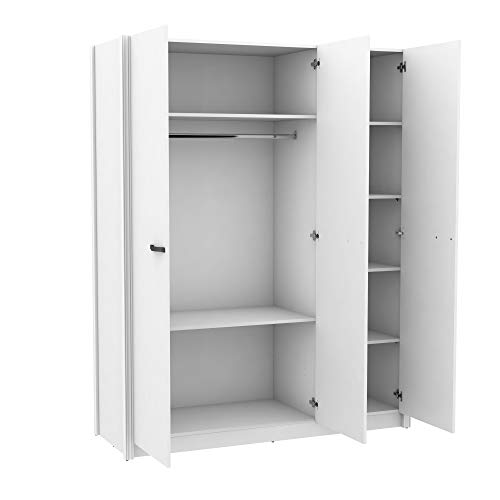 SUÁREZ Armario Verona 3 Puertas Blanco, Plata