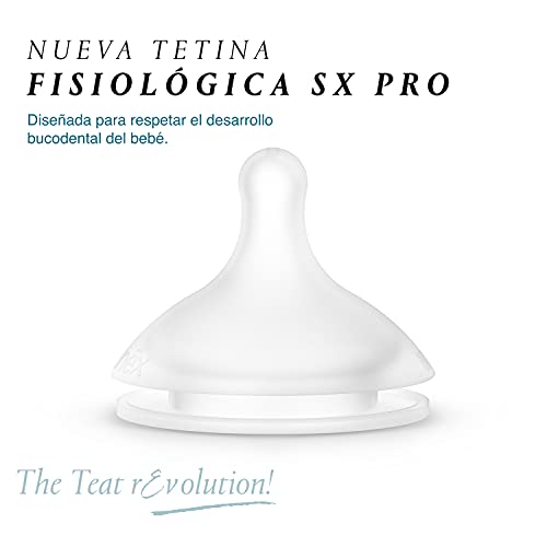 Suavinex, Nuevo Pack 2 Tetinas Fisiológicas SX Pro de Silicona. Flujo Denso Para Papillas. Tetina +6 Meses. Con Sistema Anticólico, 2 Unidades