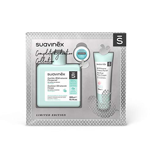 SUAVINEX Set Hidratación Edición Limitada: Loción Hidratante 300Ml + Crema Facial 50Ml + Bálsamo Labial. 3 Productos, Unisex (307494), Plateado, Set 1