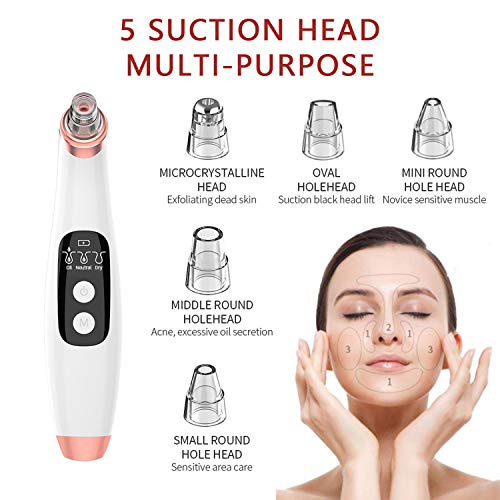Succionador de Puntos Negros con Cámara, WIFI Removedor de Espinilla Visible Eléctrico para Facial Acne Pimple Grease, USB Recargable, 6 Puntas reemplazable - Compatible con Android IOS Windows Mac
