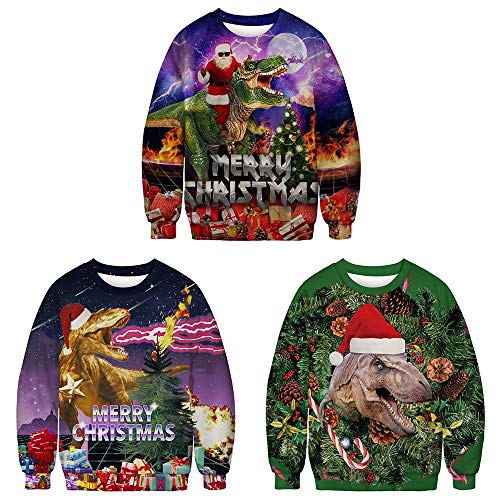 Sudadera con capucha de dinosaurio de Navidad 3D moda clásica con capucha unisex
